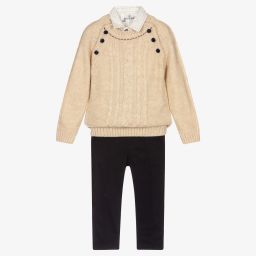 Beau KiD-Beige & Blue Trouser Set | Childrensalon Outlet