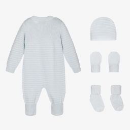 Beau KiD-Blue Knitted Babysuit Set | Childrensalon Outlet