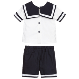 Beau KiD-Blue & White Sailor Shorts Set | Childrensalon Outlet