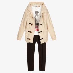 Beau KiD-Boys Beige & Brown Trouser Set | Childrensalon Outlet