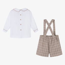 Beau KiD-Boys Beige Check Shorts Set | Childrensalon Outlet