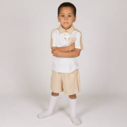 Beau KiD-Бежевый хлопковый комплект рубашка поло для мальчиков | Childrensalon Outlet
