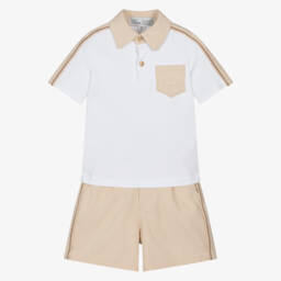 Beau KiD-Бежевый хлопковый комплект рубашка поло для мальчиков | Childrensalon Outlet
