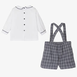 Beau KiD-Boys Blue Check Shorts Set | Childrensalon Outlet