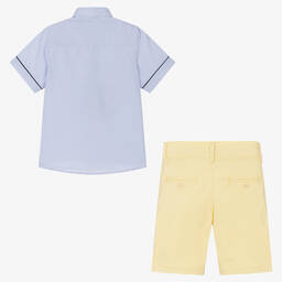 Beau KiD-Boys Blue Stripe & Yellow Shorts Set | Childrensalon Outlet