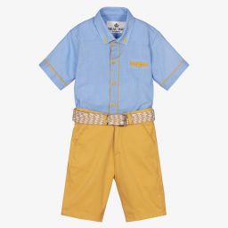 Beau KiD-Boys Blue & Yellow Shorts Set | Childrensalon Outlet