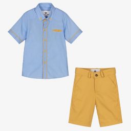 Beau KiD-Boys Blue & Yellow Shorts Set | Childrensalon Outlet