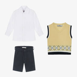 Beau KiD-Boys Blue & Yellow Shorts Set | Childrensalon Outlet