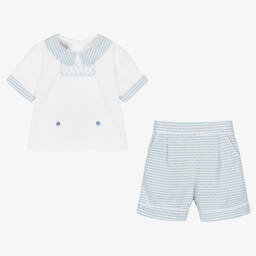 Beau KiD-طقم كلاسيكي أزرق وأبيض للأولاد | Childrensalon Outlet