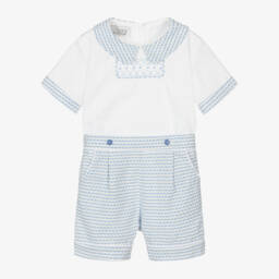 Beau KiD-طقم كلاسيكي أزرق وأبيض للأولاد | Childrensalon Outlet