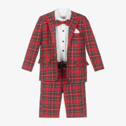 Beau KiD-Boys Classic Red Plaid Ensemble | Childrensalon Outlet