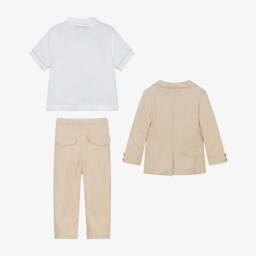 Beau KiD-Boys Elegant Beige Linen Ensemble | Childrensalon Outlet