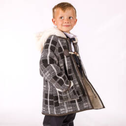 Beau KiD-معطف بهودي كاروهات لون أسود وعاجي للأولاد | Childrensalon Outlet