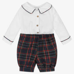 Beau KiD-Boys Navy Check Shorts Set | Childrensalon Outlet