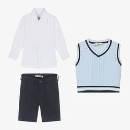 Beau KiD-Boys Navy & Pale Blue Shorts Set | Childrensalon Outlet