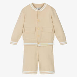 Beau KiD-طقم محبوك بلون البيج للأولاد | Childrensalon Outlet