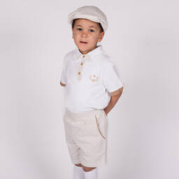 Beau KiD-Белый и бежевый хлопковый комплект для мальчиков | Childrensalon Outlet