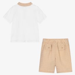 Beau KiD-Boys White & Beige Shorts Set | Childrensalon Outlet