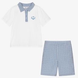 Beau KiD-Boys White & Blue Shorts Set | Childrensalon Outlet
