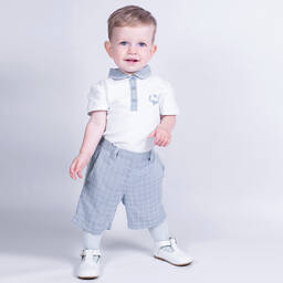 Beau KiD-Boys White & Blue Shorts Set | Childrensalon Outlet