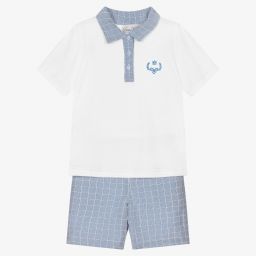 Beau KiD-Boys White & Blue Shorts Set | Childrensalon Outlet
