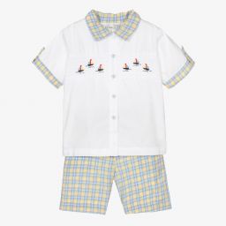 Beau KiD-Boys Yellow & Blue Shorts Set | Childrensalon Outlet