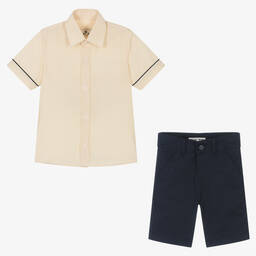 Beau KiD-Желтая рубашка в полоску и синие шорты | Childrensalon Outlet