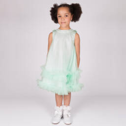 Beau KiD-Girls Aqua Tulle Bow Dress | Childrensalon Outlet