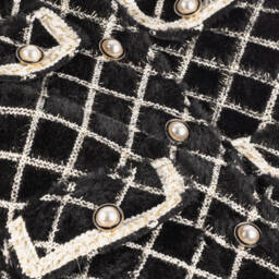 Beau KiD-Girls Black Check Faux Fur Jacket | Childrensalon Outlet