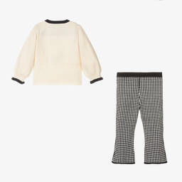 بو كيد-طقم بنطلون مزيج فيسكوز محبوك لون عاجي وأسود | Childrensalon Outlet