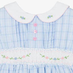 Beau KiD-Girls Blue Smocked Cotton Dress | Childrensalon Outlet