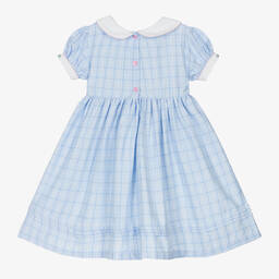 Beau KiD-Girls Blue Smocked Cotton Dress | Childrensalon Outlet