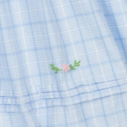 Beau KiD-Girls Blue Smocked Cotton Dress | Childrensalon Outlet