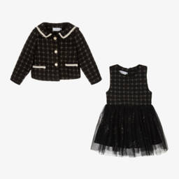 Beau KiD-Girls Glittering Black Tweed Ensemble | Childrensalon Outlet