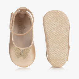 بو كيد-حذاء جلد صناعي لمرحلة قبل المشي لون ذهبي للمولودات | Childrensalon Outlet