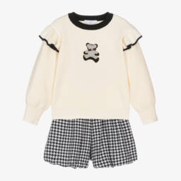 Beau KiD-Girls Ivory & Black Knit Ensemble | Childrensalon Outlet