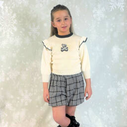 Beau KiD-Girls Ivory & Black Knit Ensemble | Childrensalon Outlet