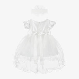 بو كيد-فستان تول وساتان لون عاجي للمولودات - قطعتين | Childrensalon Outlet