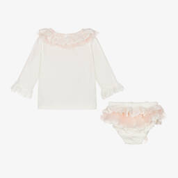 Beau KiD-Girls Ivory Frilled Cotton Set | Childrensalon Outlet