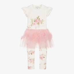 Beau KiD-Girls Ivory & Pink Tutu Leggings Set | Childrensalon Outlet