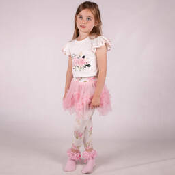 Beau KiD-Girls Ivory & Pink Tutu Leggings Set | Childrensalon Outlet