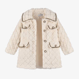 Beau KiD-Girls Ivory Plush Fur Jacket | Childrensalon Outlet