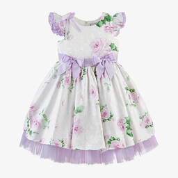 Beau KiD-Girls Ivory & Purple Floral Dress | Childrensalon Outlet