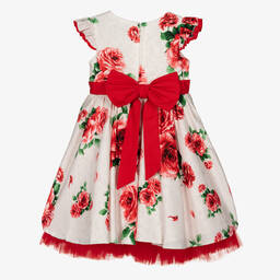 Beau KiD-Girls Ivory & Red Floral Dress  | Childrensalon Outlet