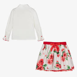 Beau KiD-Girls Ivory & Red Floral Skirt Set | Childrensalon Outlet