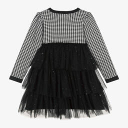 Beau KiD-Girls Knitted Houndstooth Tulle Dress | Childrensalon Outlet