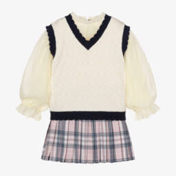 Beau KiD-Girls Navy & Ivory Outfit Set | Childrensalon Outlet