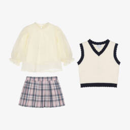 Beau KiD-Girls Navy & Ivory Outfit Set | Childrensalon Outlet