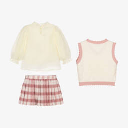 بو كيد-طقم تنورة لون زهري وعاجي | Childrensalon Outlet