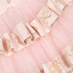 Beau KiD-Girls Pink & Gold Flowers Tulle Dress | Childrensalon Outlet